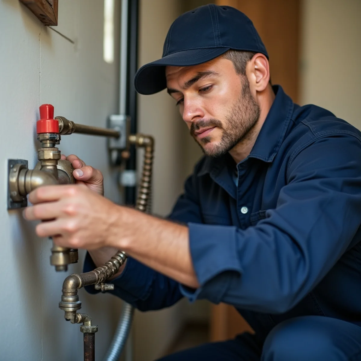 Close-up of emergency plumbing work in progress